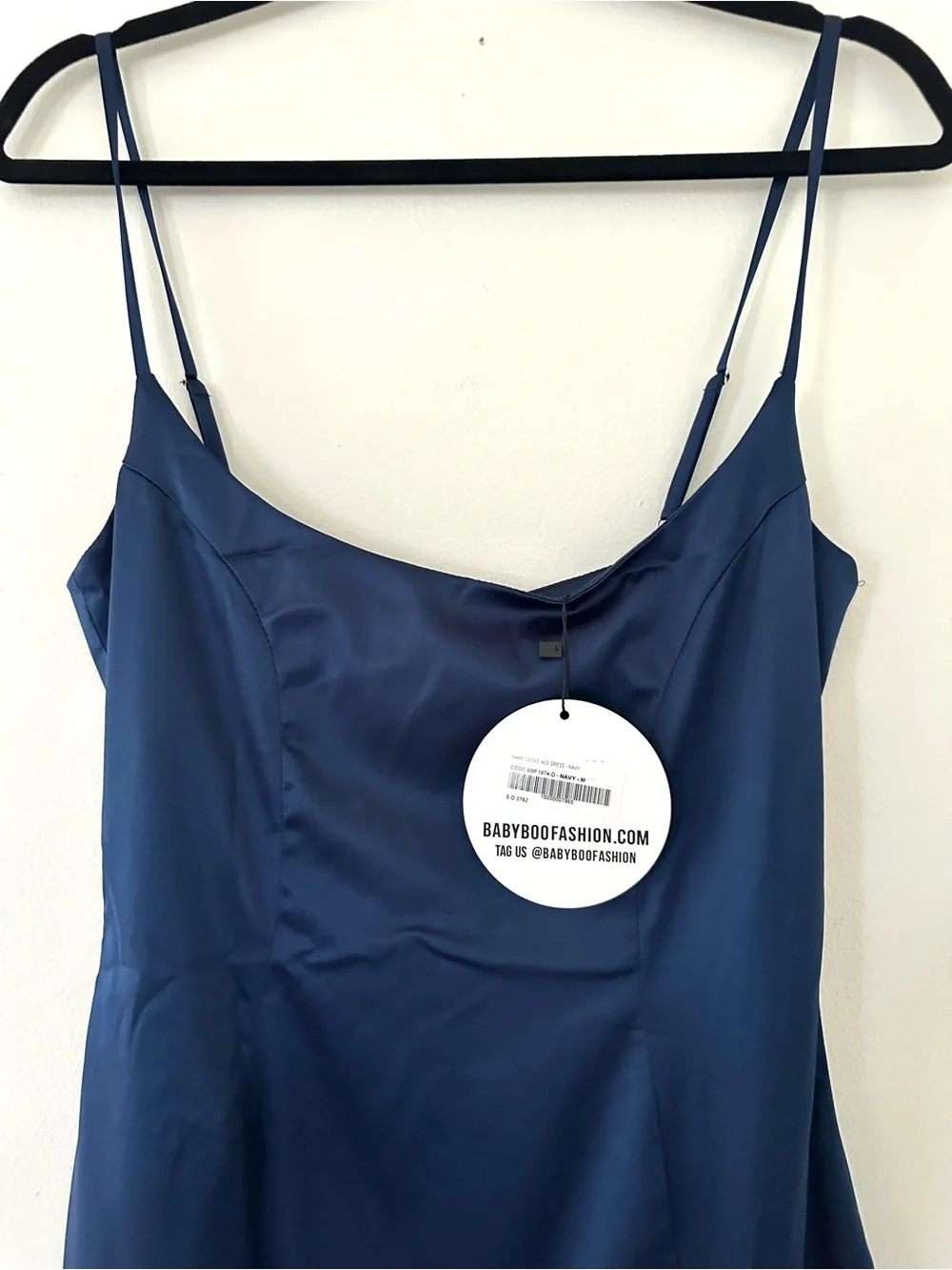 Babyboo Cassie Midi Dress in navy blue elegant, silhouette-hugging cocktail Sz M